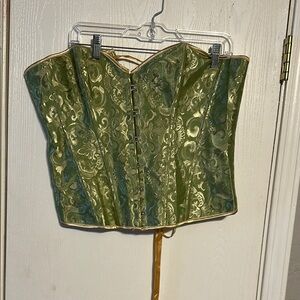 Akris Green Brocade Corset Top